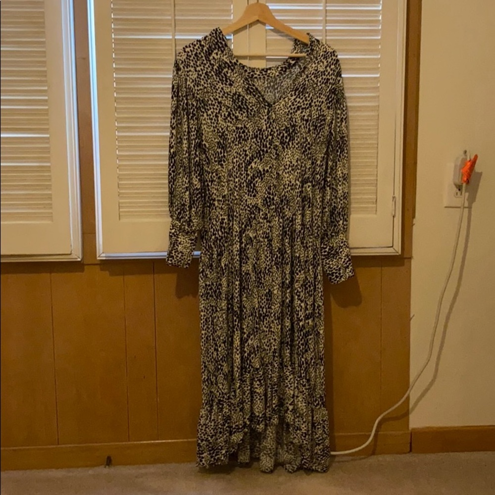 A black and white spotted dress